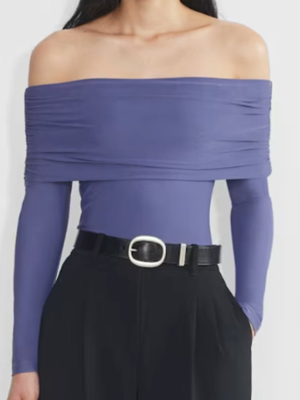 Aritzia Wilfred Lavinia Periwinkle Off-Shoulder Longsleeve Top Size S/Small